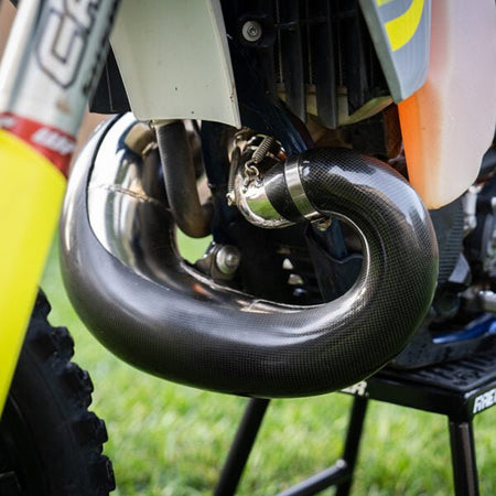 E Line Carbon Fiber Pipe Guard KTM/HUS/GAS 250/300 Pro Circuit Pipe (2023 - 24) | MPG25024PC - MojoMotoSport.com