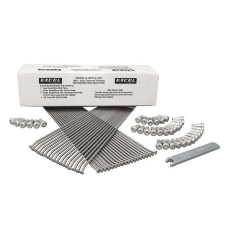 Excel front wheel spoke set with stainless steel spokes and aluminum nipples