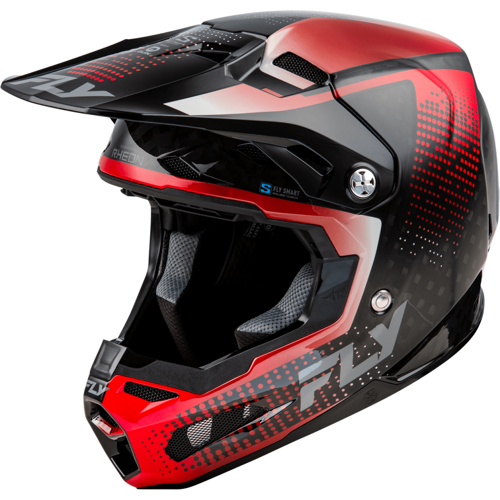 formula 1 motorcycle helmets Fly Racing Formula S Carbon Protocol Helmet Black Carbon/Red 2x