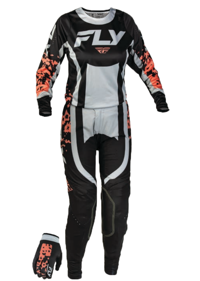 Fly Racing 2027 Women's Lite Flake Gearset - Black/Light Grey/Coral