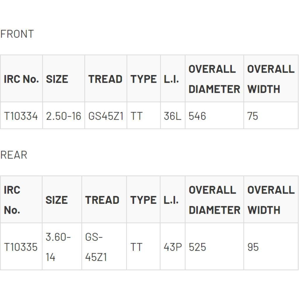 IRC GS - 45Z1 Mini - cross Tire - MojoMotoSport.com