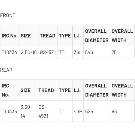 IRC GS - 45Z1 Mini - cross Tire - MojoMotoSport.com