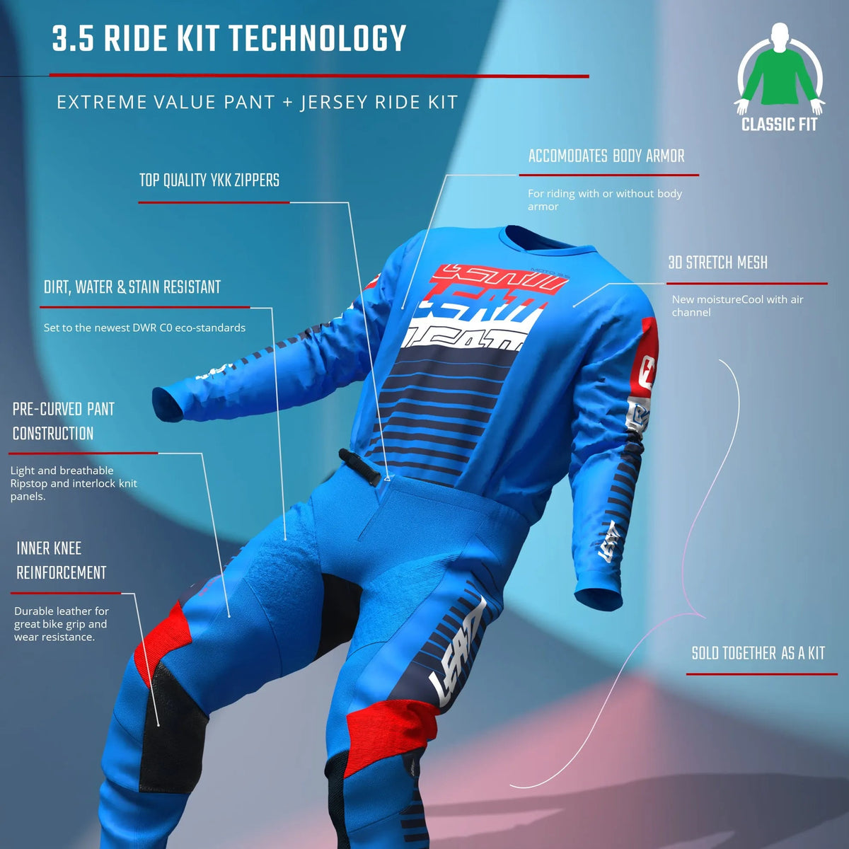 Leatt 3.5 Ride Kit Junior Jersey/Pants V25 - MojoMotoSport.com