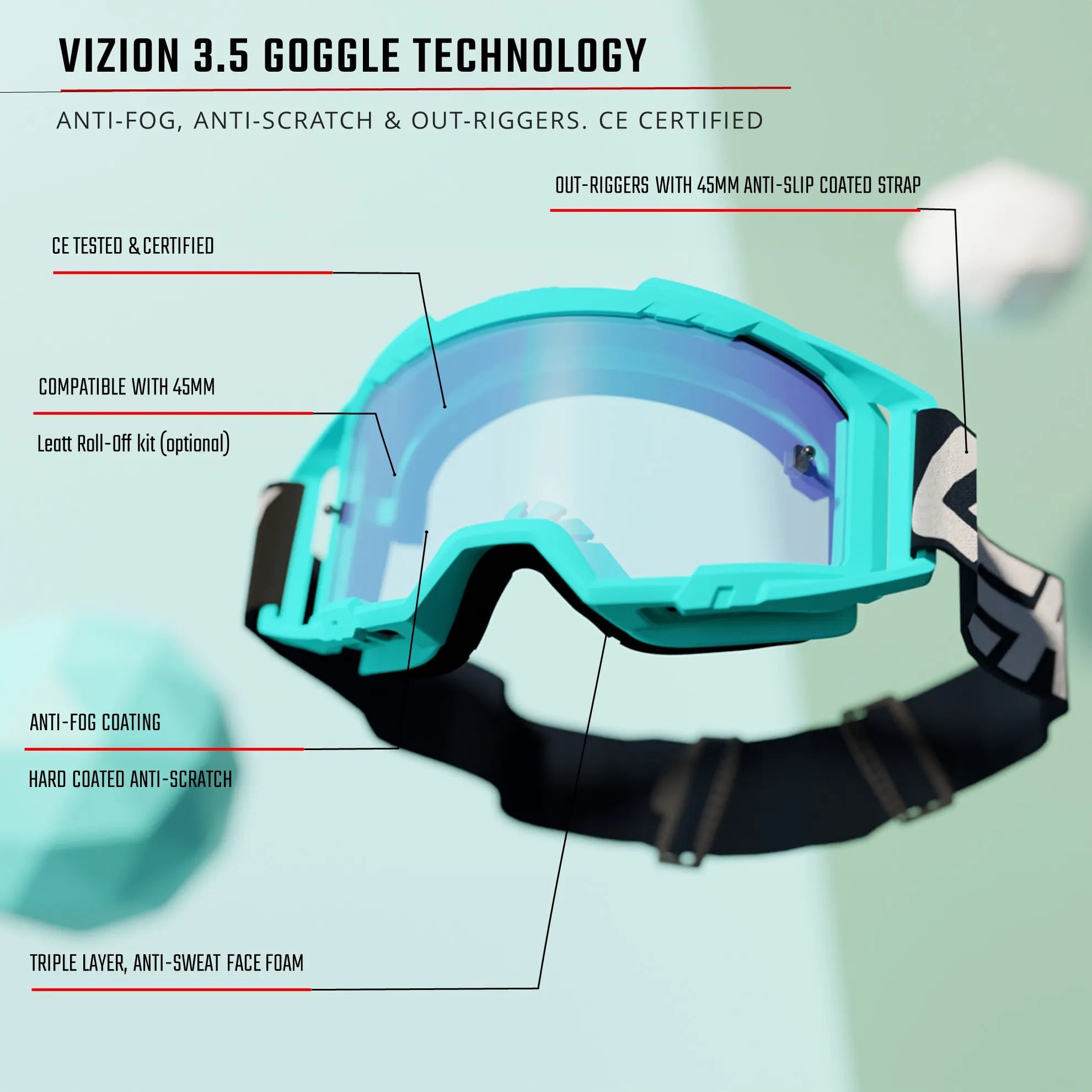 Leatt 3.5 Vizion Goggles V25 - MojoMotoSport.com