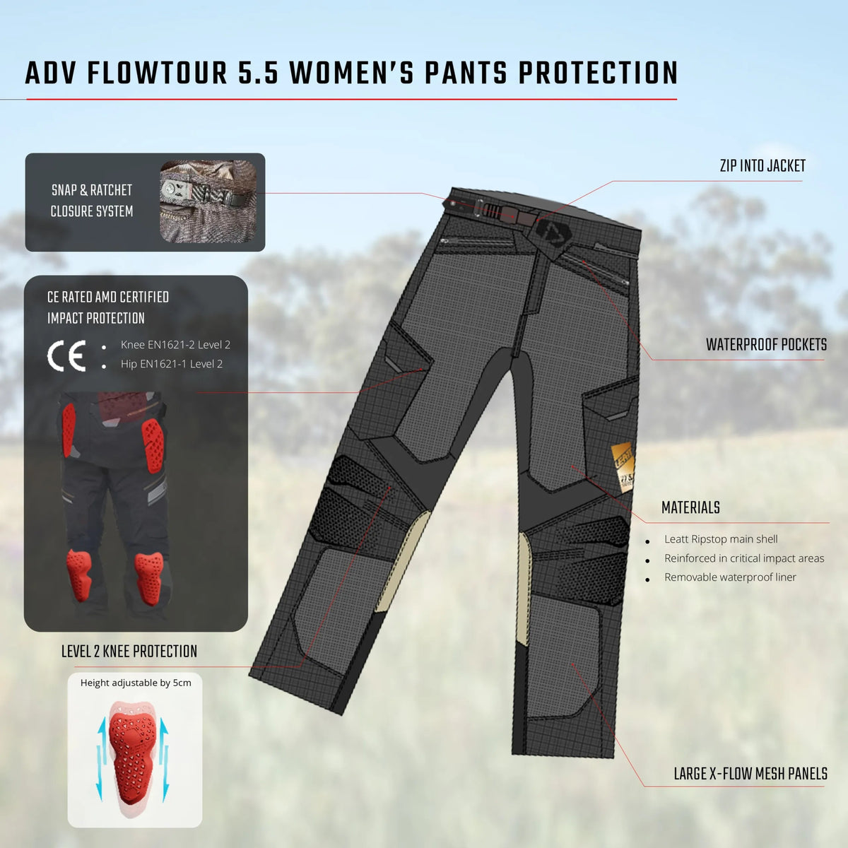 Leatt 5.5 Flowtour Women's ADV/Dualsport Pants - MojoMotoSport.com