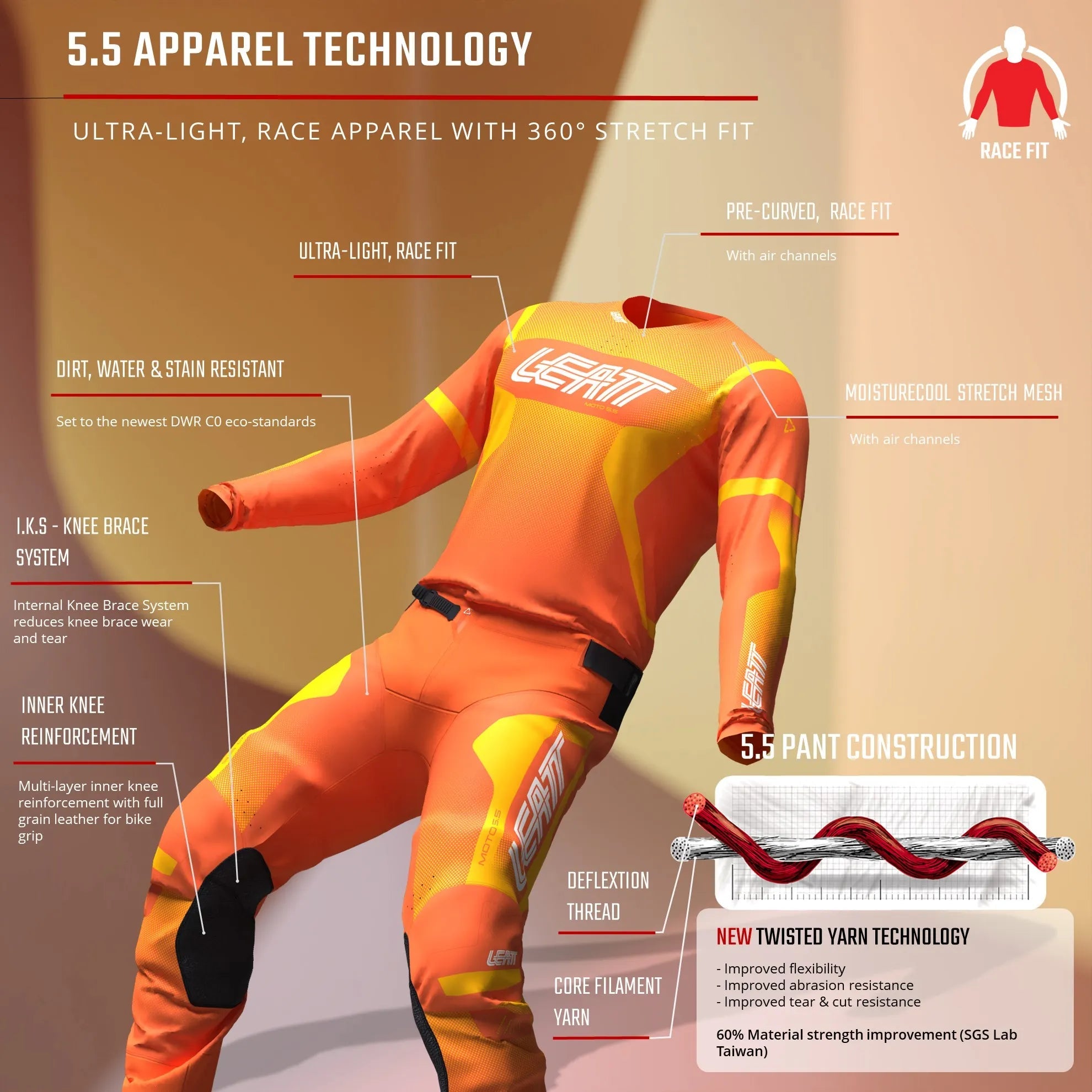 Leatt 5.5 Pants I.K.S (Internal Knee Brace System) V25 - MojoMotoSport.com
