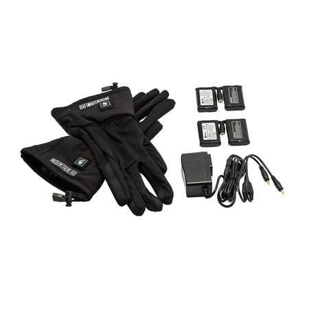 MOUNTAIN LAB heated glove liner with battery-powered heating elements and cuff-mounted controller