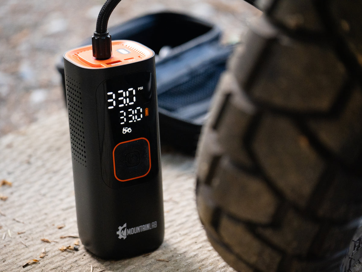 MOUNTAIN LAB Tirebank Max portable tire inflator for motorcycles, ATVs, and side-by-sides