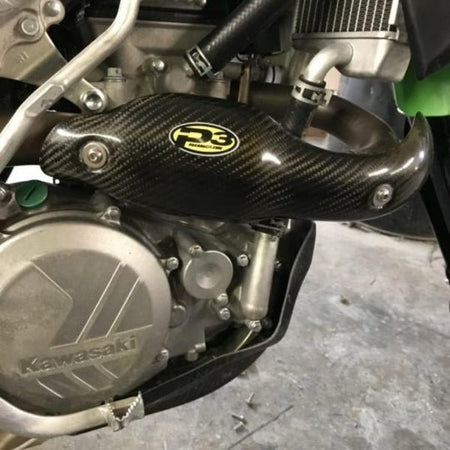 P3 Carbon Fiber Header Heat Shield For KAW KX450F (16 - 18) | 206073 - MojoMotoSport.com