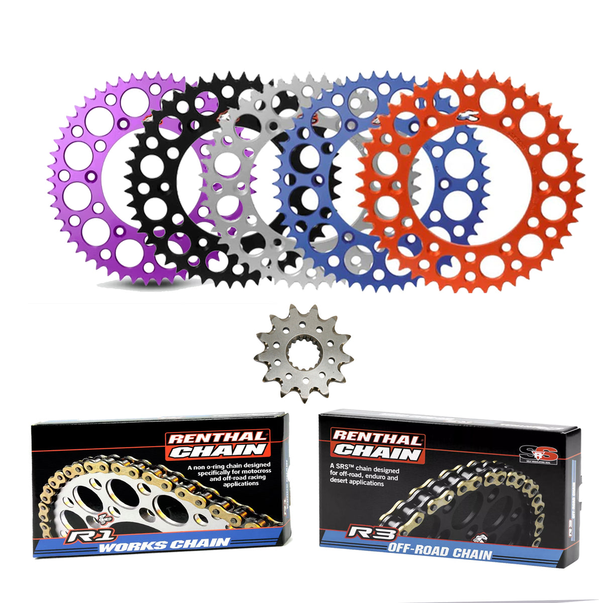 Renthal Ultralight Front & Rear Sprocket & R1 or R3 Chain &  Kit Kawasaki KLX450R KX450 KX450F KX450X  - MojoMotoSport.com