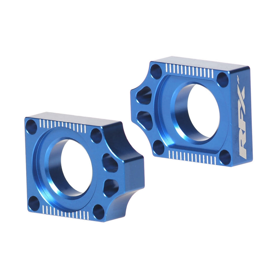 RFX Pro Series rear axle blocks in anodized aluminum with laser etched logo