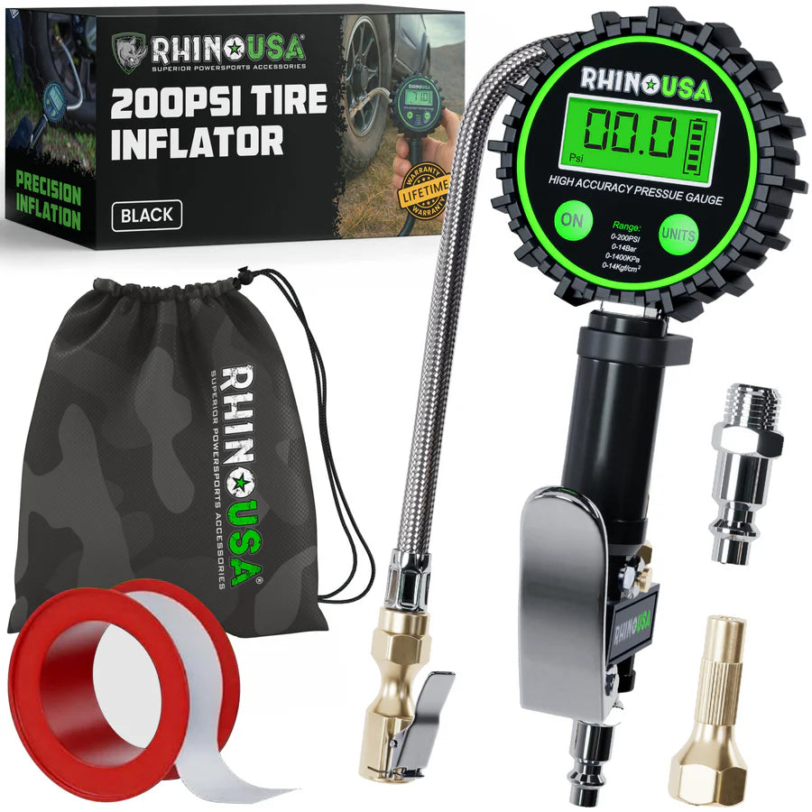 Rhino USA 200 PSI Tire Inflator Gauge | RGAUGE-0200