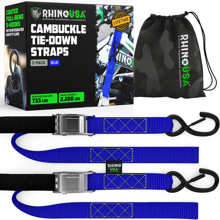 Rhino USA 1.5" x 8' Cambuckle Tie-Down Straps (2-Pack) | RNO-CAMSOFT