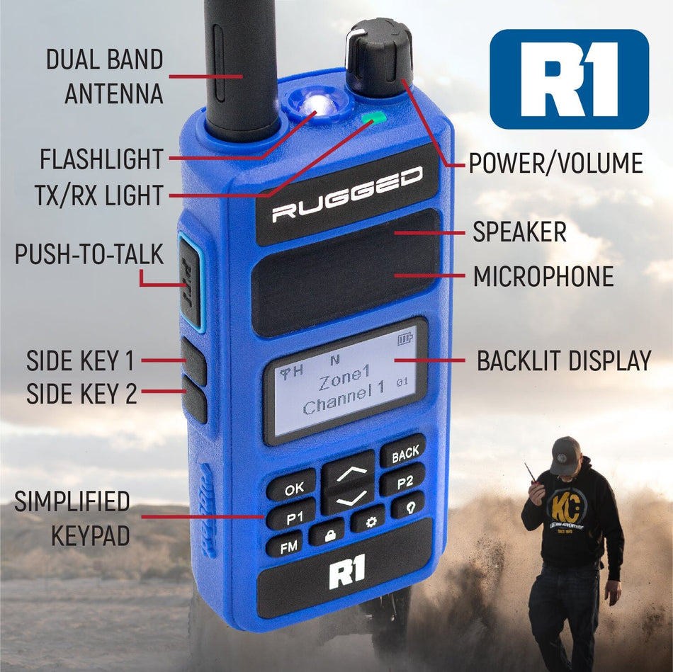 Rugged Radios R1 READY PACK - Business Band Two Way Handheld Radios - Digital and Analog
