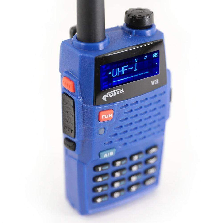 Rugged Radios V3 - Handheld Radio w/  Long Range Antenna and High Capacity Battery