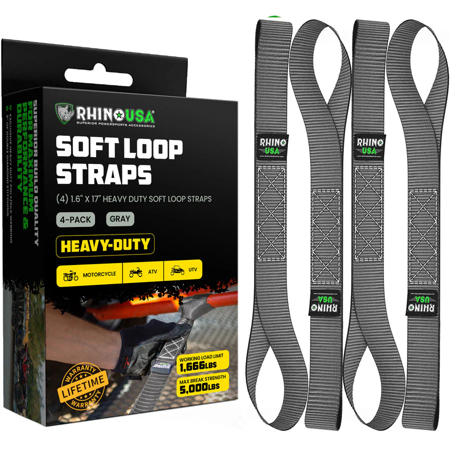 Rhino USA 1.6" x 17" Soft Loop Tie-Down Straps (4-Pack) | SOFT4PACK