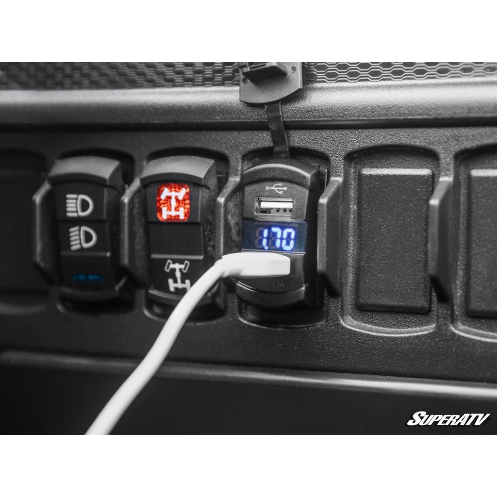 SuperATV 12 V UTV Voltmeter and Dual USB Charger - MojoMotoSport.com