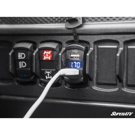 SuperATV 12 V UTV Voltmeter and Dual USB Charger - MojoMotoSport.com