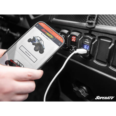 SuperATV 12 V UTV Voltmeter and Dual USB Charger - MojoMotoSport.com