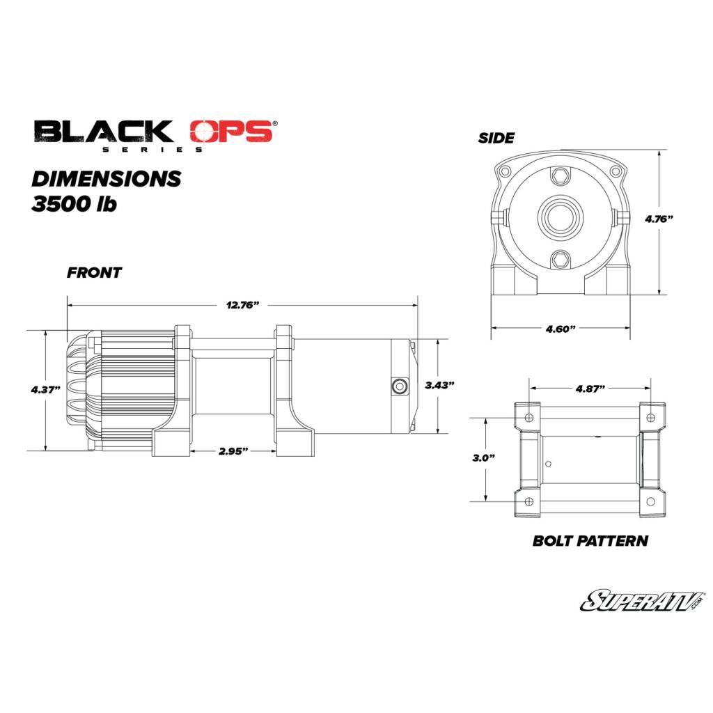 SuperATV 3500 Lb. UTV/ATV Winch (With Wireless Remote & Synthetic Rope) - MojoMotoSport.com