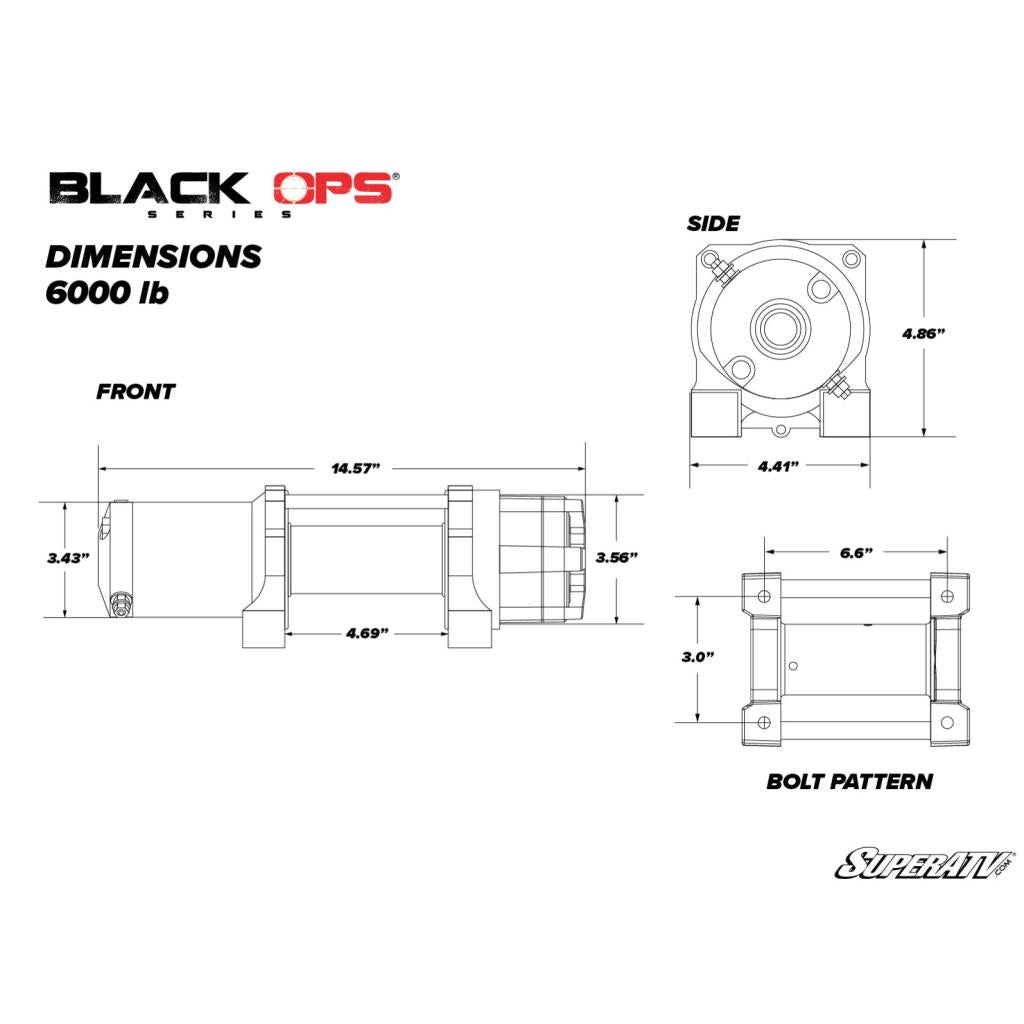 SuperATV 6000 Lb. UTV/ATV Winch (With Wireless Remote & Synthetic Rope) - MojoMotoSport.com