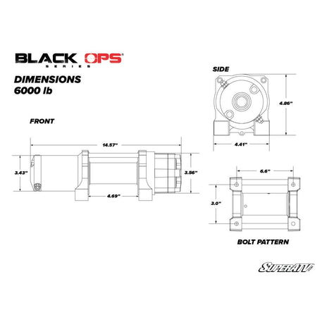 SuperATV 6000 Lb. UTV/ATV Winch (With Wireless Remote & Synthetic Rope) - MojoMotoSport.com