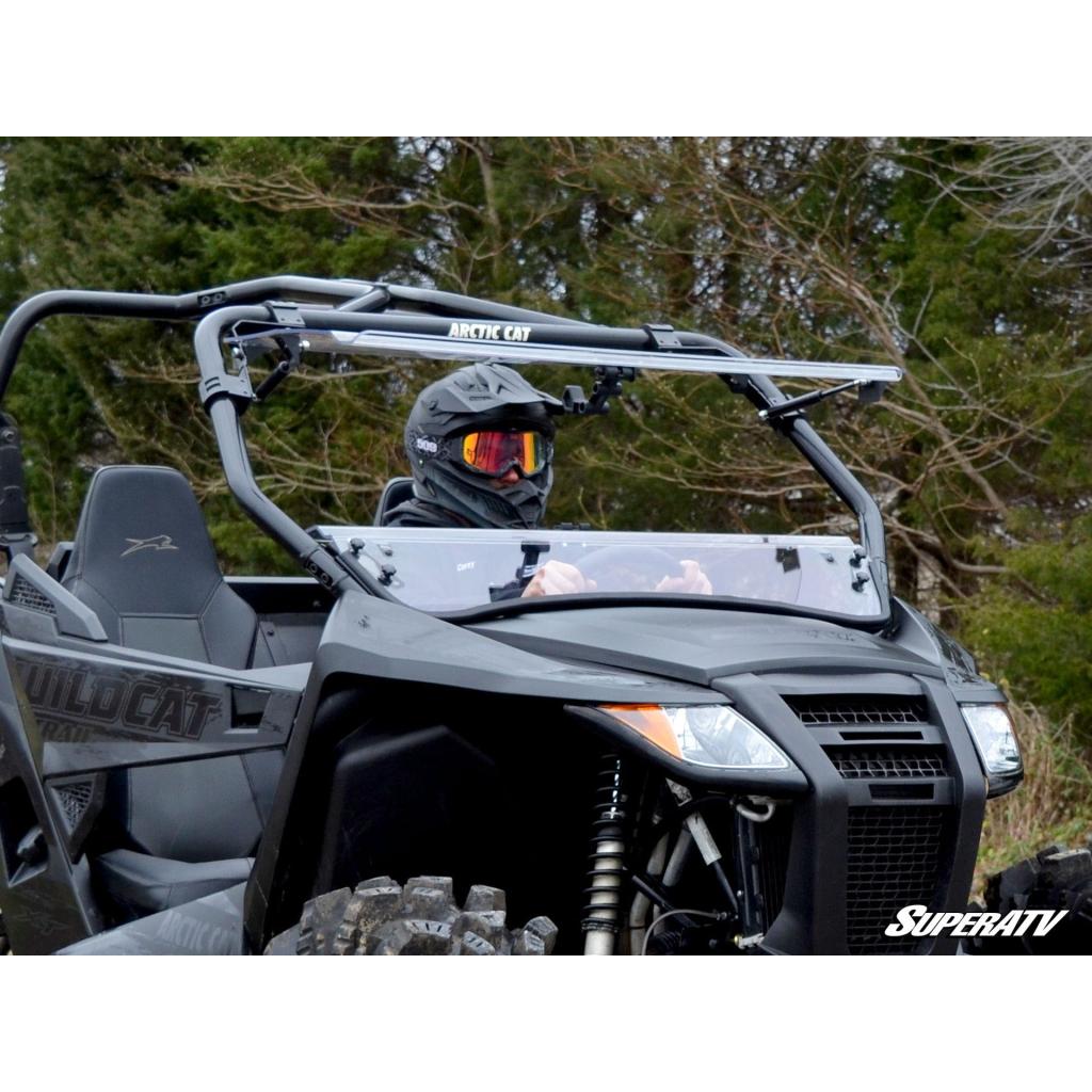 SuperATV Arctic Cat Wildcat Trail Scratch Resistant Flip Windshield - MojoMotoSport.com