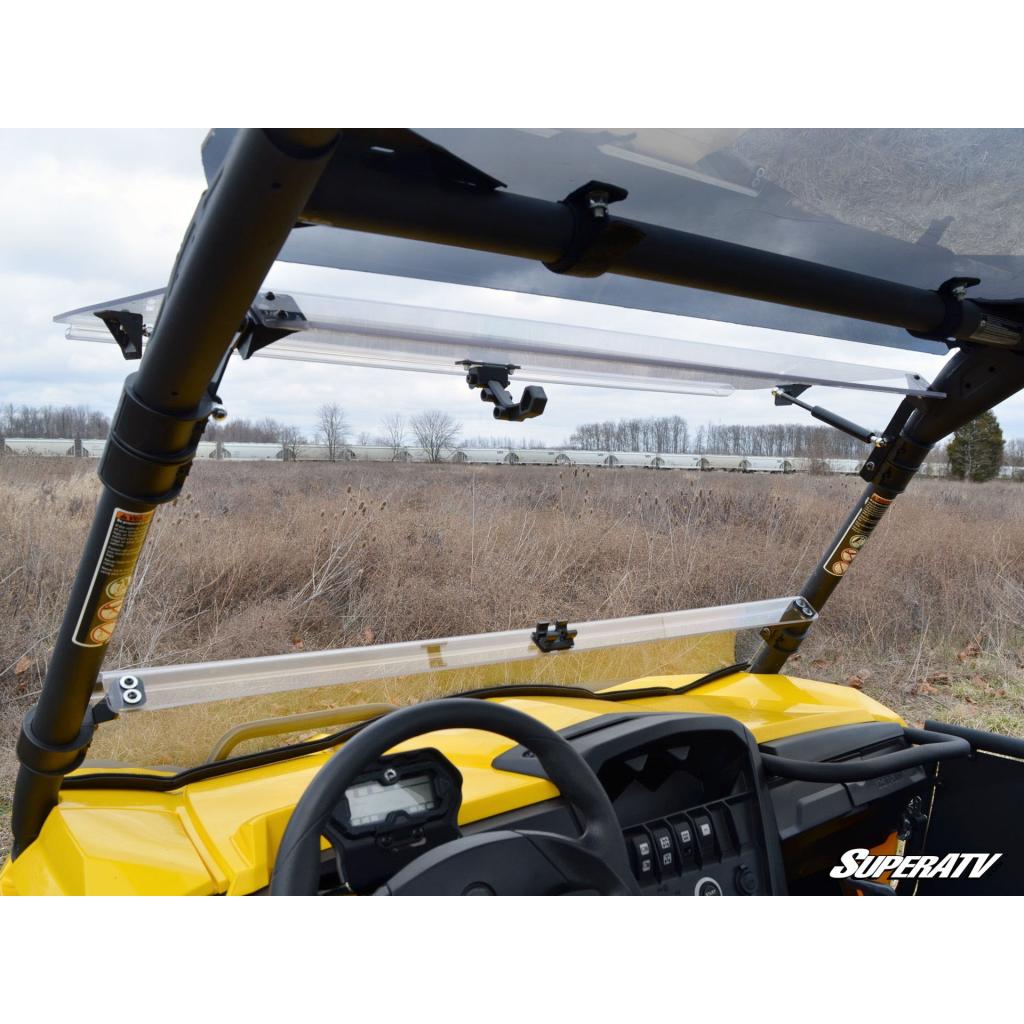 SuperATV Can - Am Commander Scratch Resistant Flip Windshield - MojoMotoSport.com