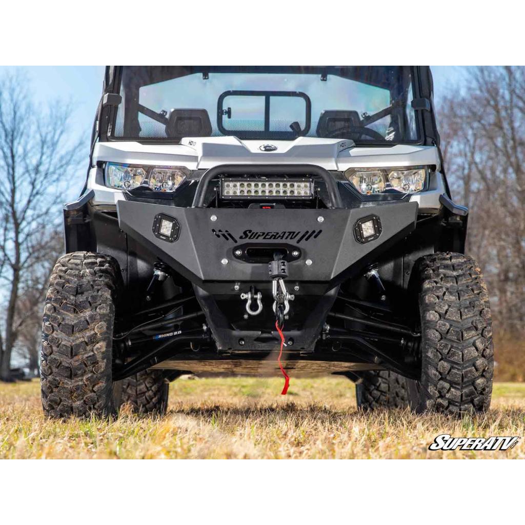SuperATV Can - Am Defender Heavy Weight Winch - Ready Front Bumper - MojoMotoSport.com