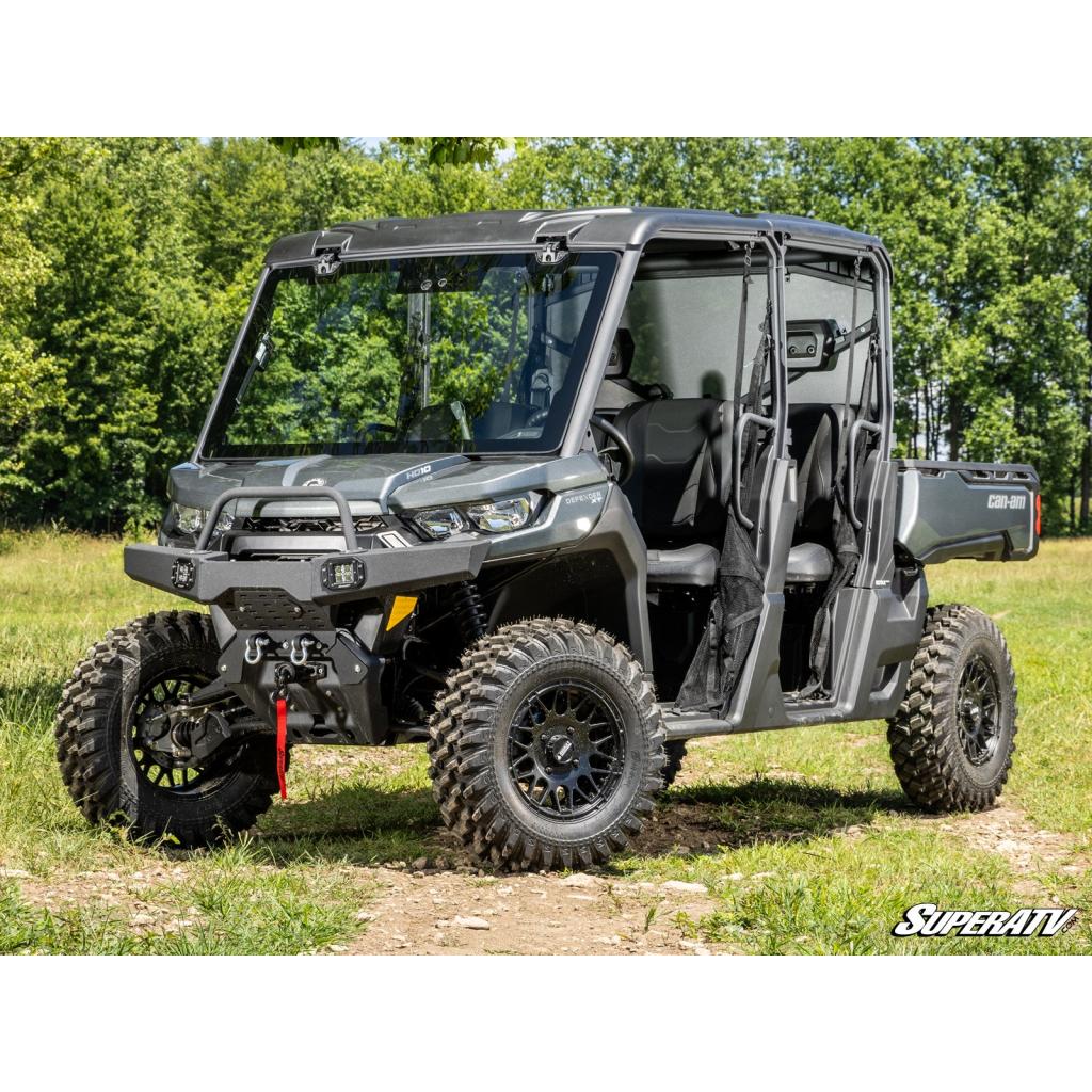 SuperATV Can - Am Defender MaxDrive Power Flip Glass Windshield - MojoMotoSport.com