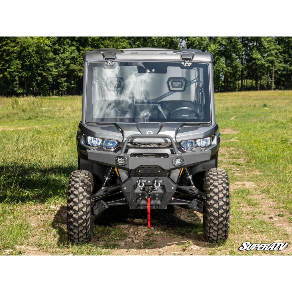 SuperATV Can - Am Defender MaxDrive Power Flip Glass Windshield - MojoMotoSport.com