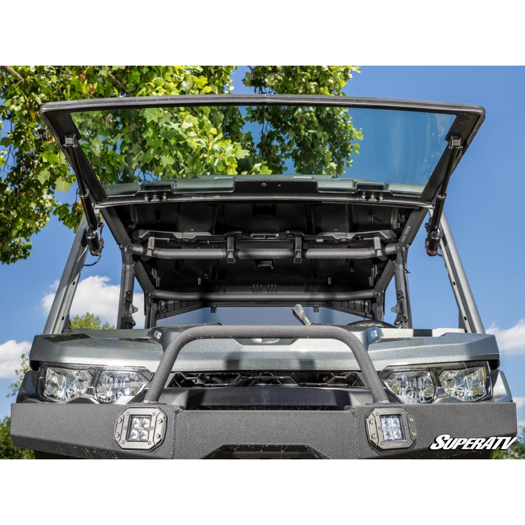 SuperATV Can - Am Defender MaxDrive Power Flip Glass Windshield - MojoMotoSport.com