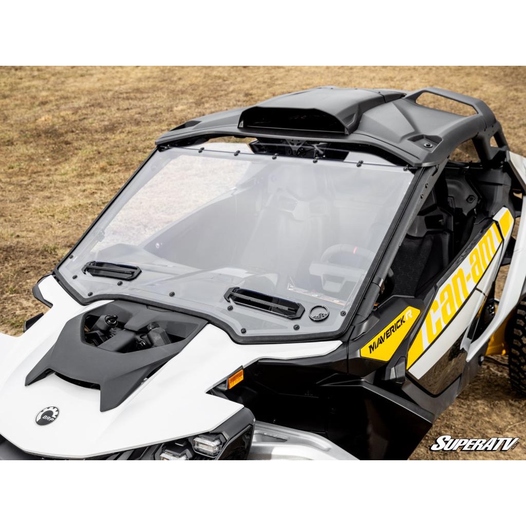 SuperATV Can - Am Maverick R Scratch - Resistant Vented Full Windshield - MojoMotoSport.com