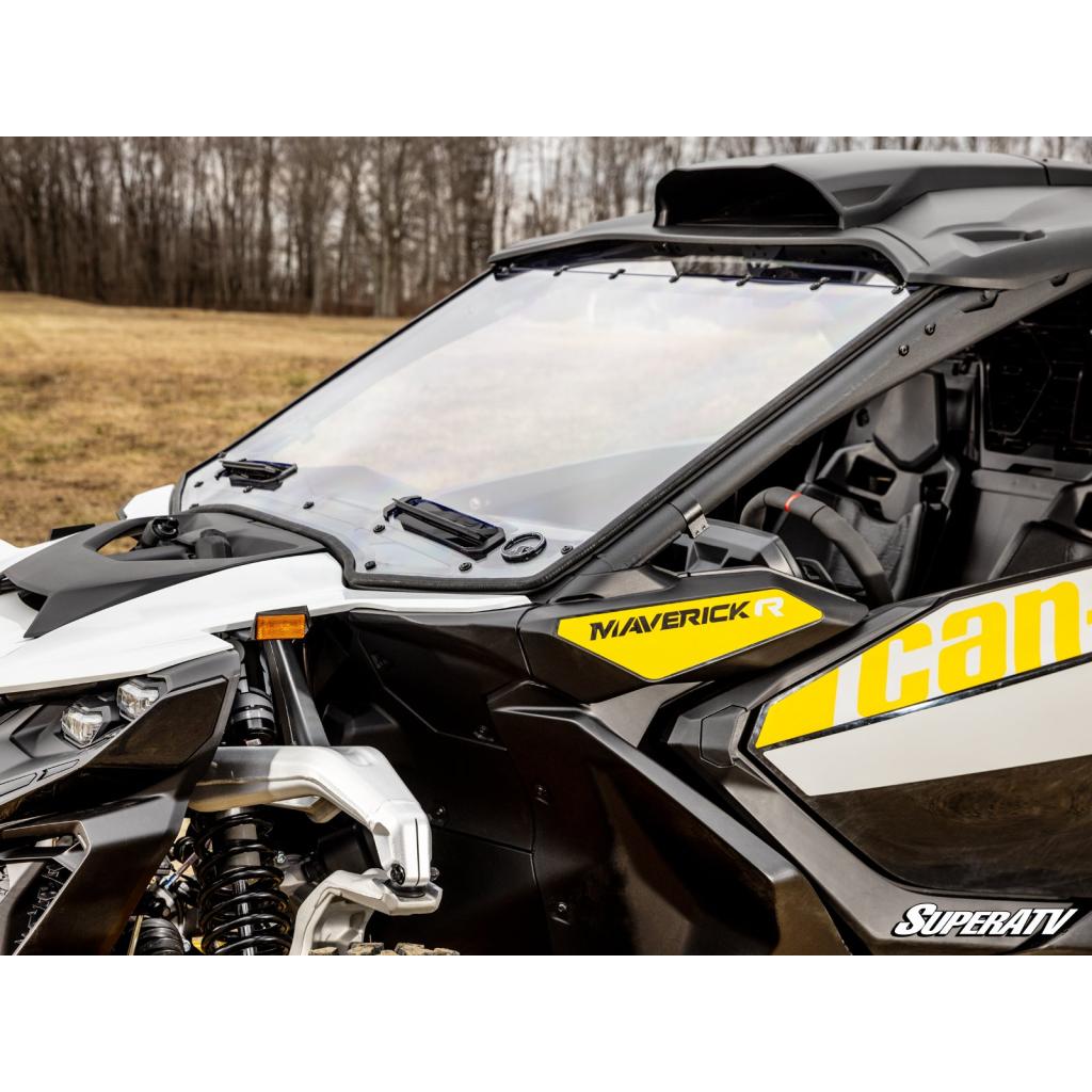SuperATV Can - Am Maverick R Scratch - Resistant Vented Full Windshield - MojoMotoSport.com