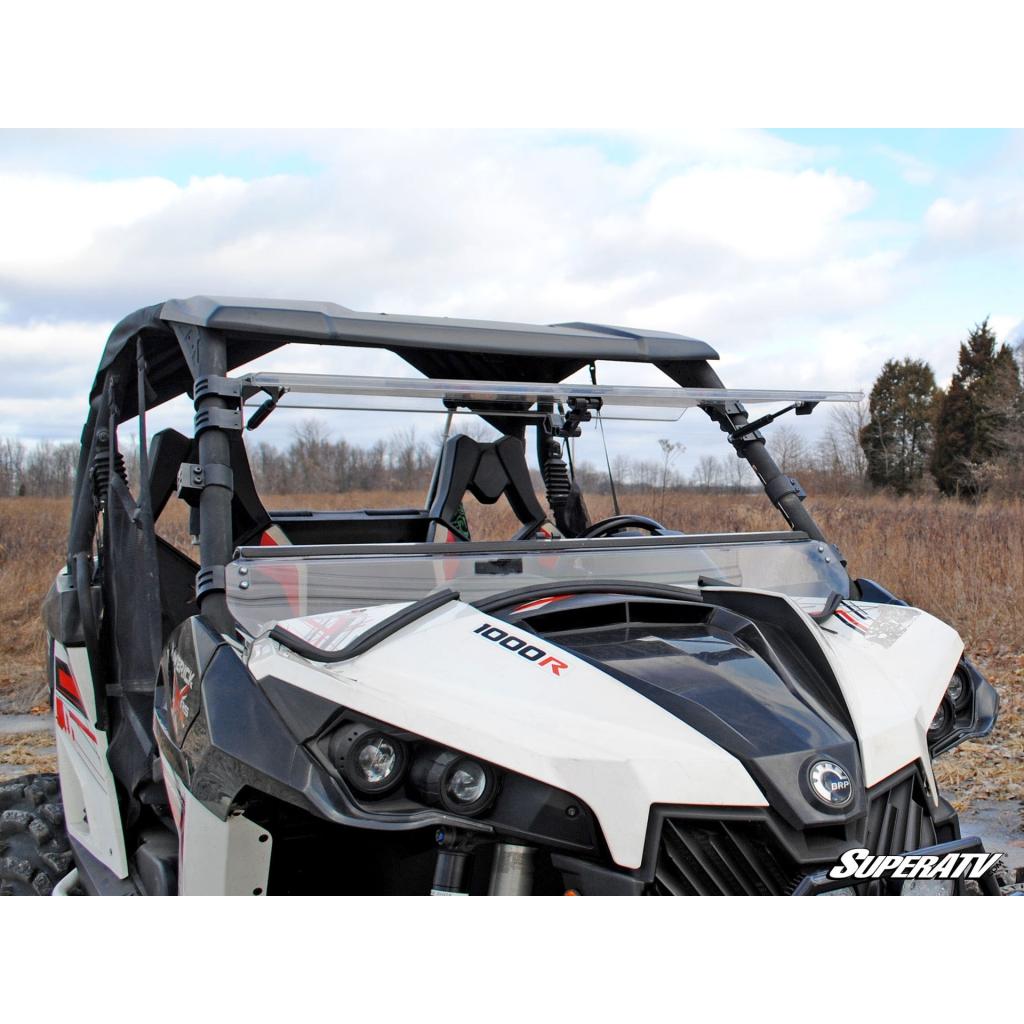 SuperATV Can - Am Maverick Scratch Resistant Flip Windshield - MojoMotoSport.com