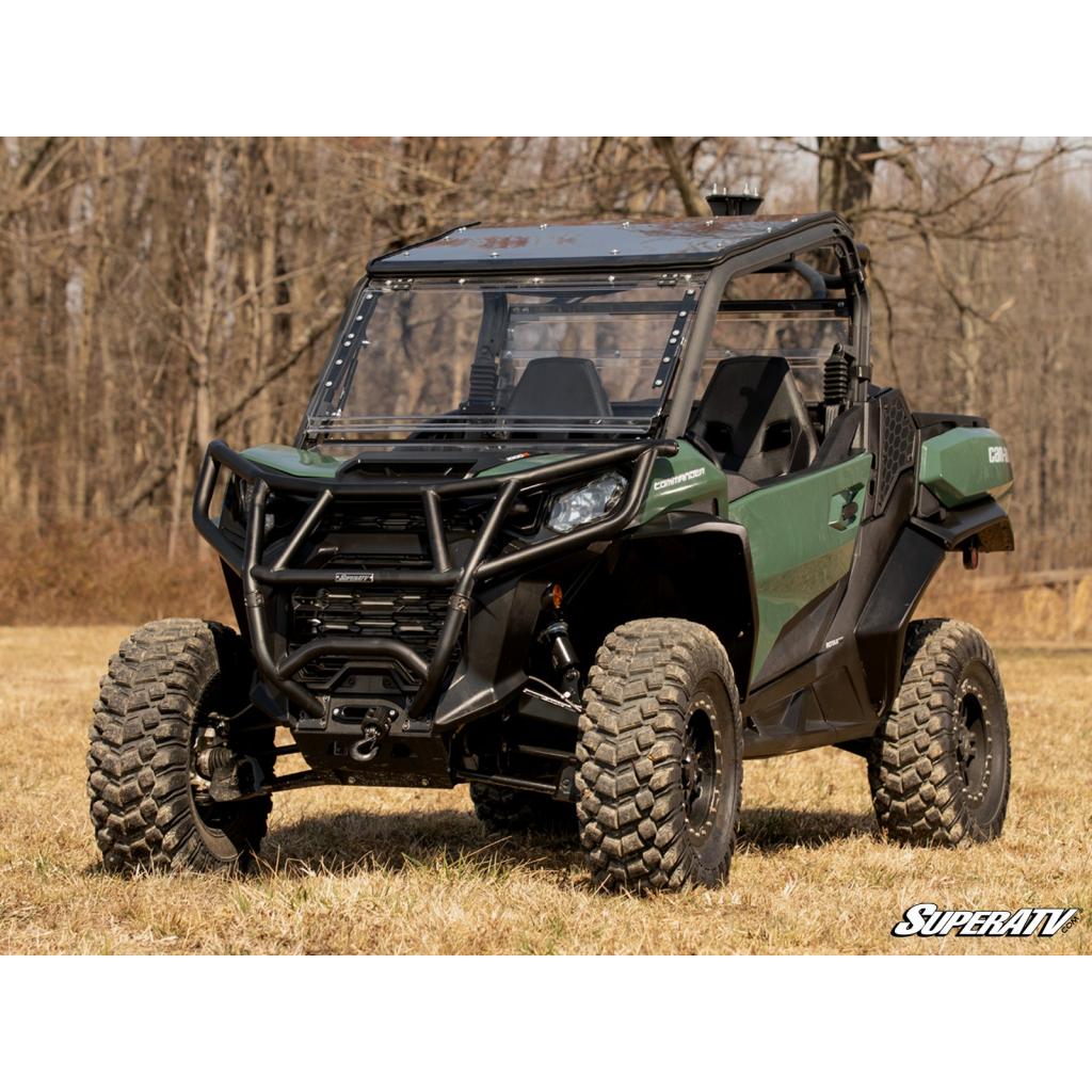 SuperATV Can - Am Maverick Trail Scratch Resistant Flip Windshield - MojoMotoSport.com