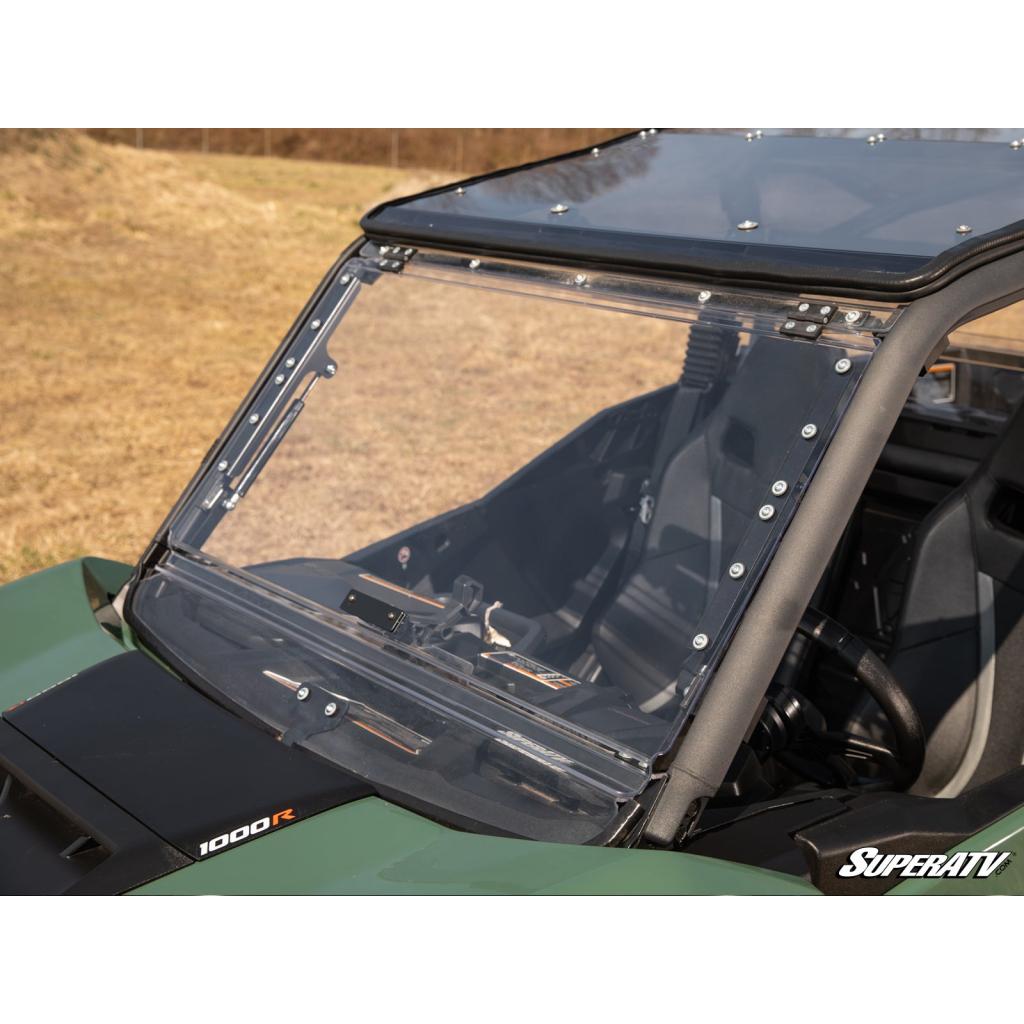 SuperATV Can - Am Maverick Trail Scratch Resistant Flip Windshield - MojoMotoSport.com