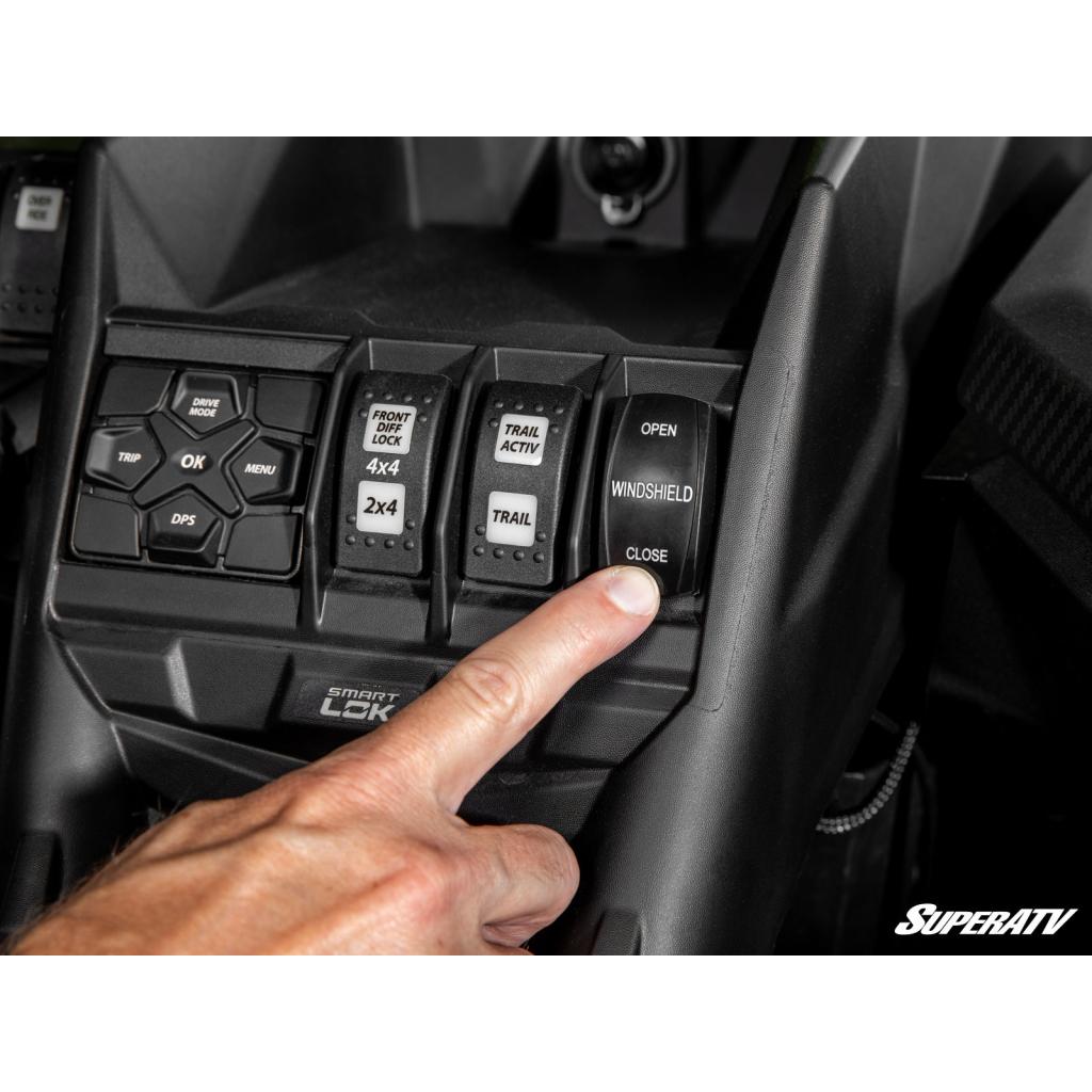 SuperATV Can - Am Maverick X3 MaxDrive Power Flip Windshield - MojoMotoSport.com