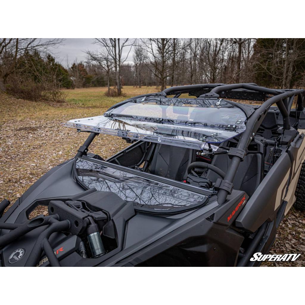 SuperATV Can - Am Maverick X3 Scratch - Resistant Flip Windshield - MojoMotoSport.com