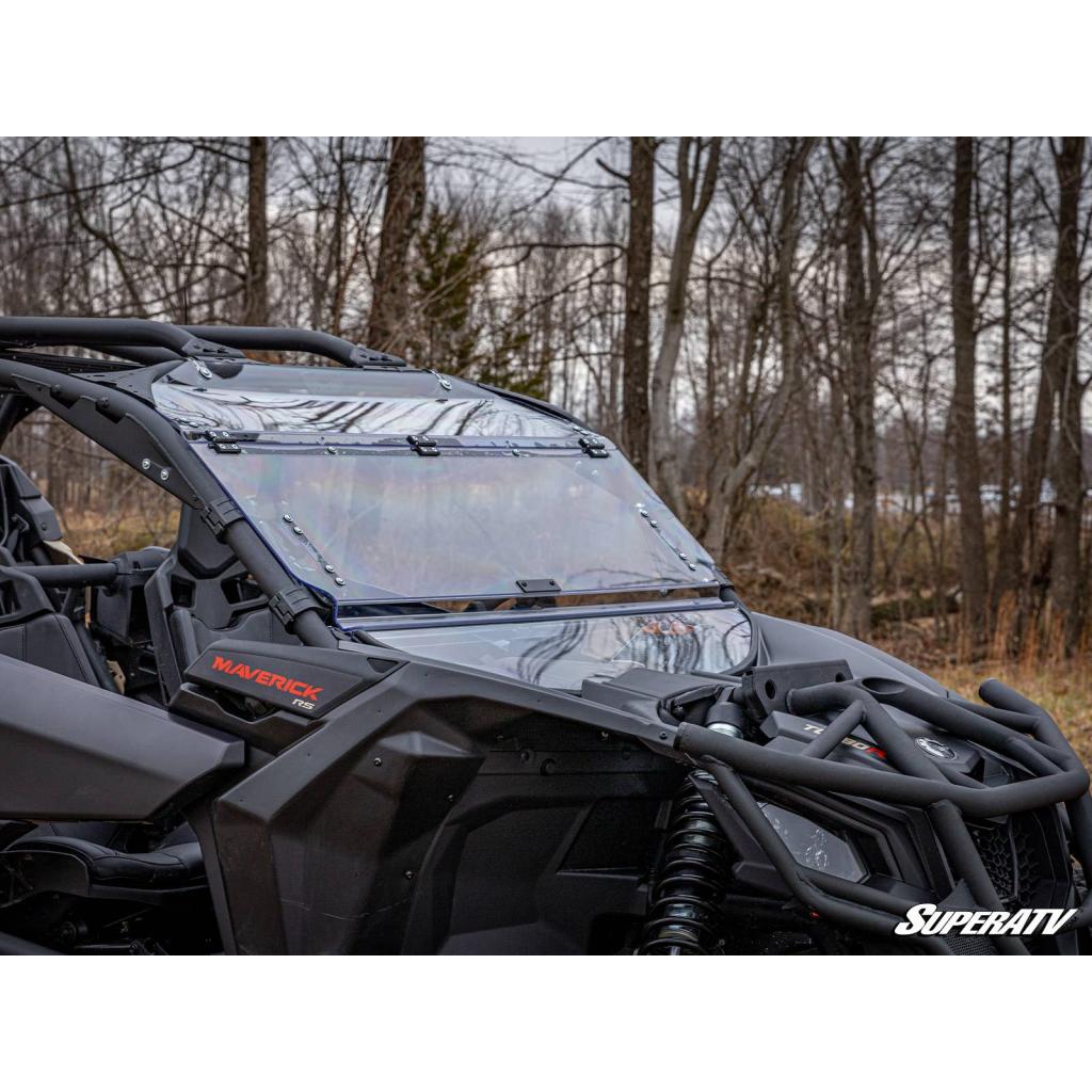 SuperATV Can - Am Maverick X3 Scratch - Resistant Flip Windshield - MojoMotoSport.com