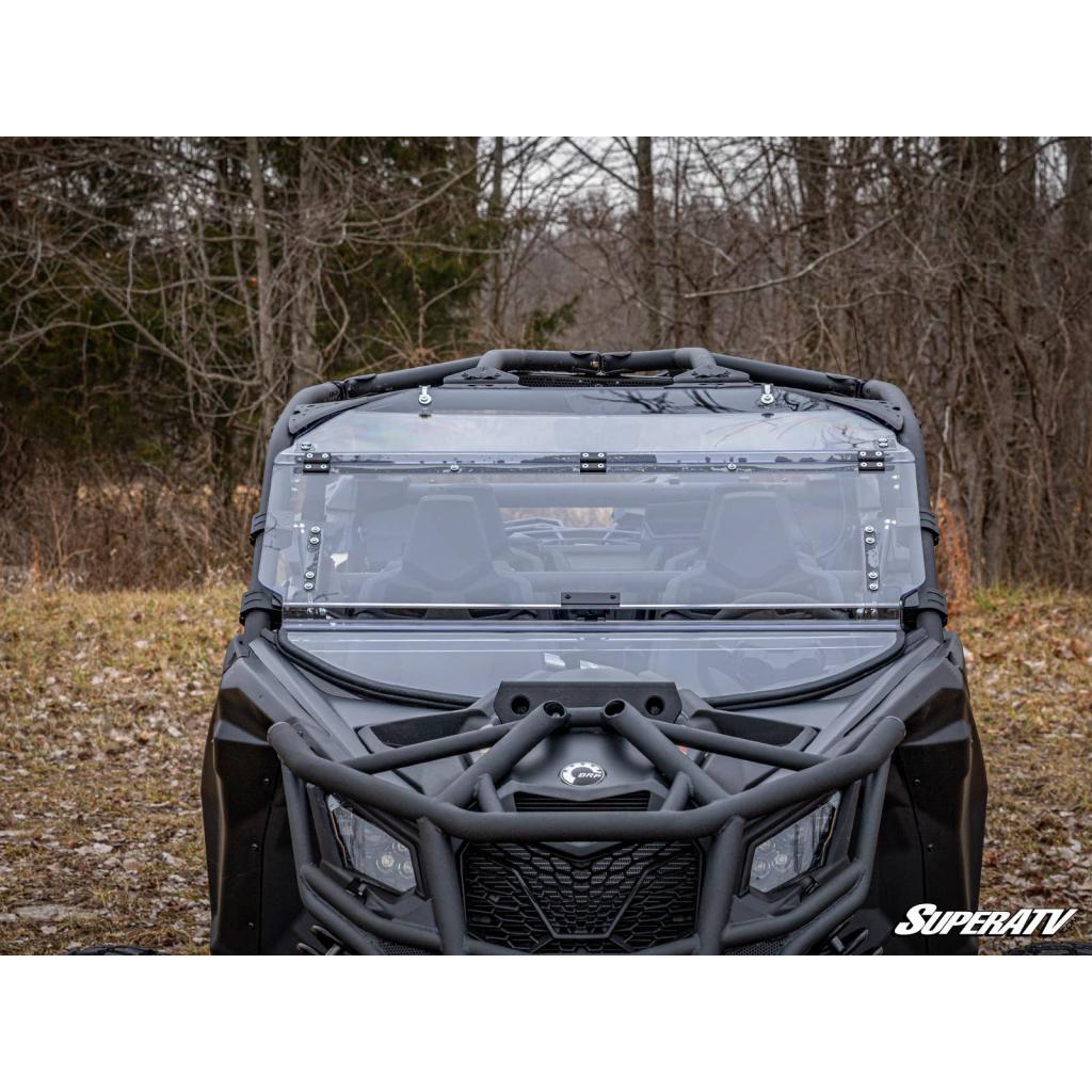 SuperATV Can - Am Maverick X3 Scratch - Resistant Flip Windshield - MojoMotoSport.com