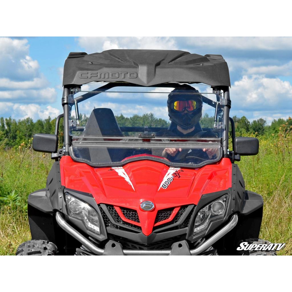 SuperATV CFMOTO ZForce Scratch Resistant Flip Windshield - MojoMotoSport.com