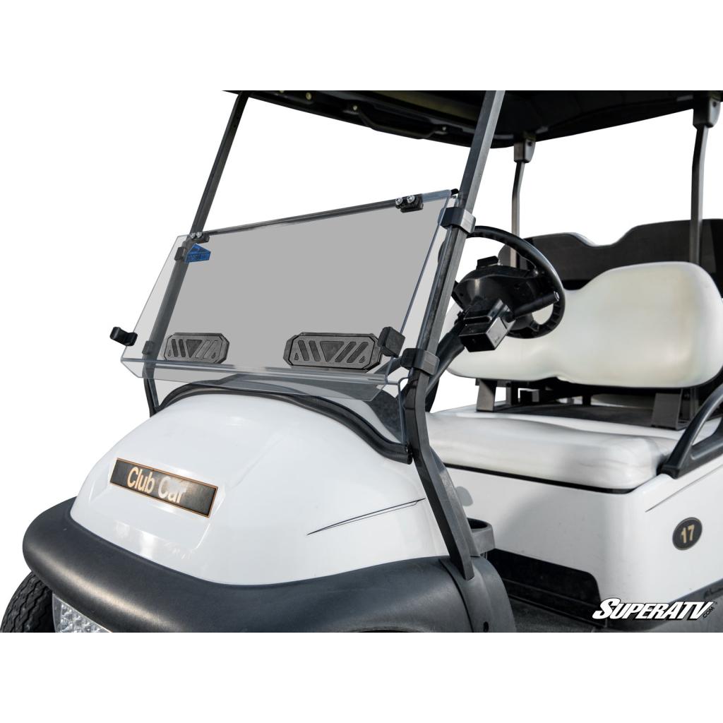 SuperATV Corsa Blue Club Car Precedent Flip Down Vented Windshield - MojoMotoSport.com