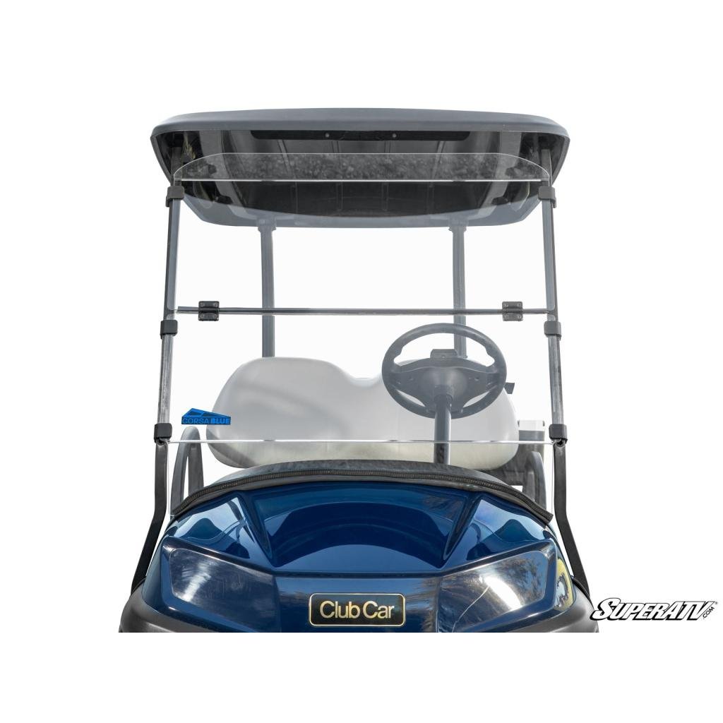 SuperATV Corsa Blue Club Car Tempo Flip Down Windshield - MojoMotoSport.com