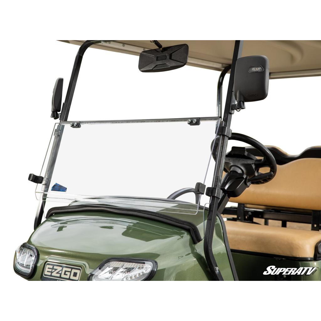 SuperATV Corsa Blue E - Z - GO Freedom TXT Scratch - Resistant Flip Down Windshield - MojoMotoSport.com