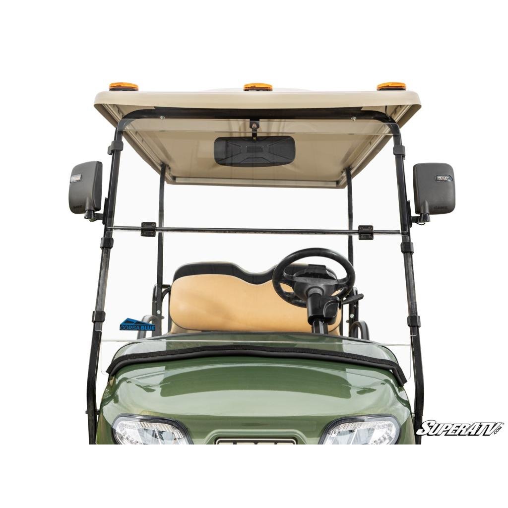 SuperATV Corsa Blue E - Z - GO Freedom TXT Scratch - Resistant Flip Down Windshield - MojoMotoSport.com