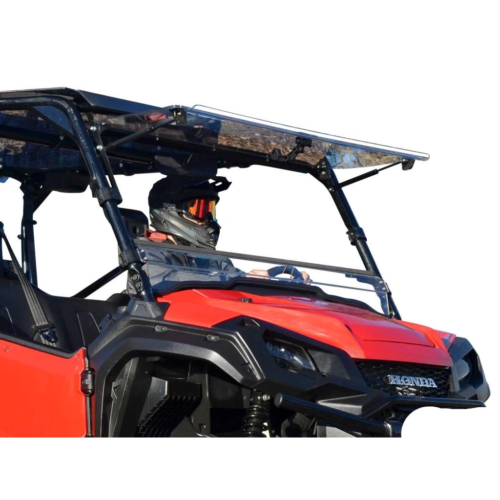 SuperATV Honda Pioneer 1000 Scratch - Resistant Flip Windshield - MojoMotoSport.com