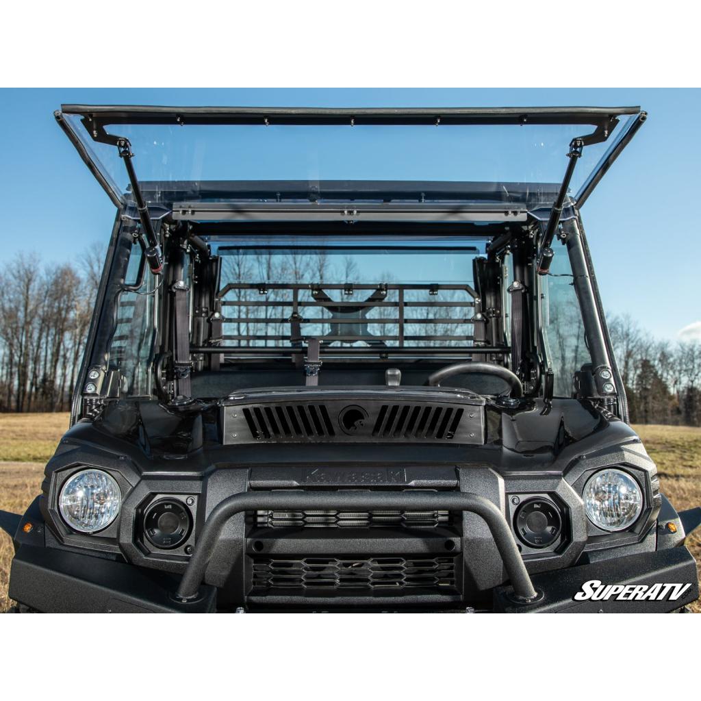 SuperATV Kawasaki Mule Pro MaxDrive Power Flip Windshield - MojoMotoSport.com