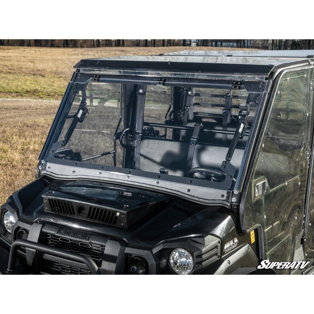 SuperATV Kawasaki Mule Pro MaxDrive Power Flip Windshield - MojoMotoSport.com