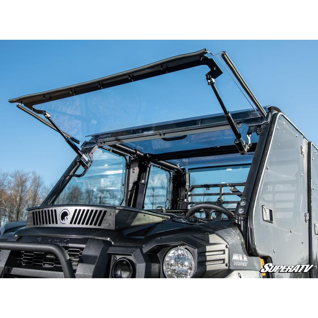 SuperATV Kawasaki Mule Pro MaxDrive Power Flip Windshield - MojoMotoSport.com